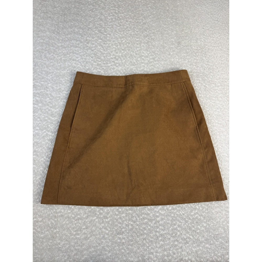 J Crew Skirt Womens 14 Brown Faux Suede A Line Short Lined Zip Mini Casual